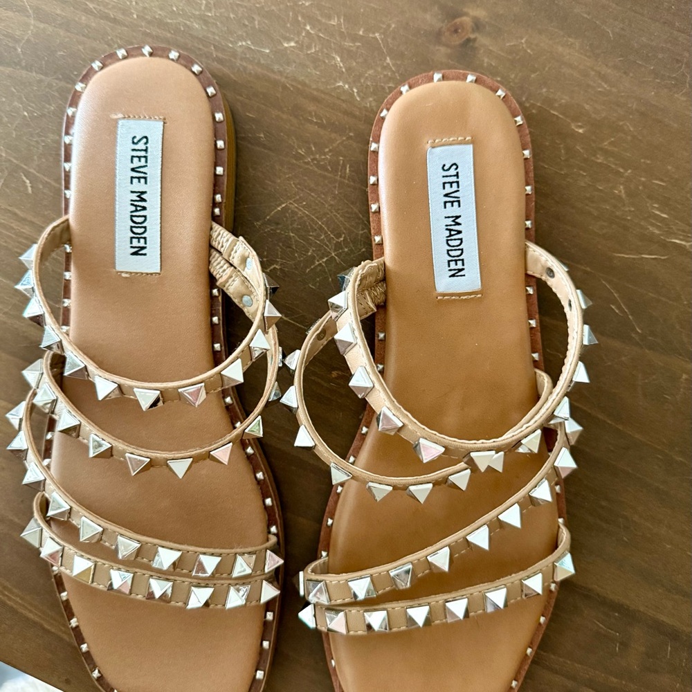 Steve Madden Tan Studded Sandals
